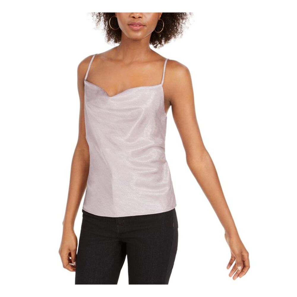 LEYDEN Womens Top Tank Purple Spaghetti Strap Cowl Neck Juniors S